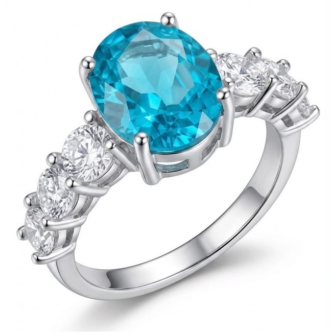 Eau Pure 5.1 carat Paraiba Tourmaline .925 Sterling Silver Handcrafted Ring size 8 adjustable