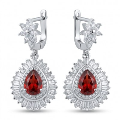 Magnificent Jewel 6.5 carat Ruby .925 Sterling Silver handcrafted incredible earrings