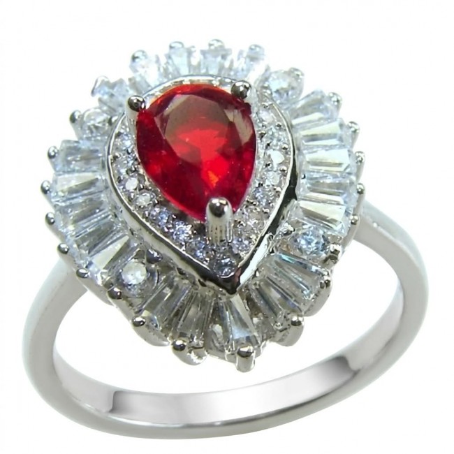 Magnificent Jewel 4.4 carat Ruby .925 Sterling Silver handcrafted incredible ring s. 7