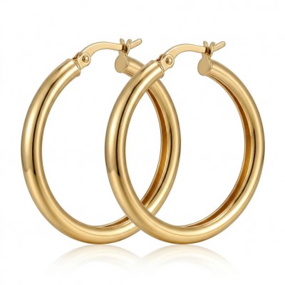 Allure Golden tone handcrafted Stylish Large Hoop earrings