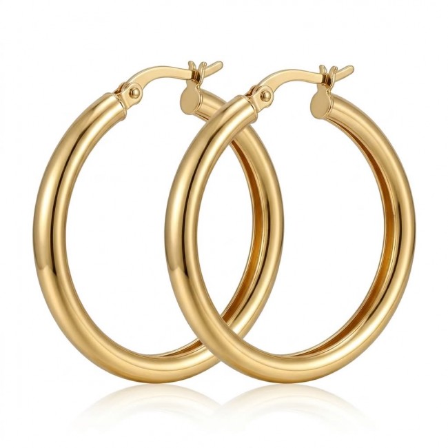 Allure Golden tone handcrafted Stylish Large Hoop earrings