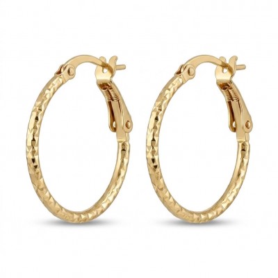 Allure Golden tone handcrafted Stylish midium size Hoop earrings