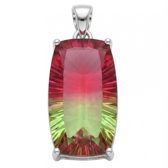 Isabella 18.2 carat baquete cut Brazilian Tourmaline .925 Sterling Silver Perfectly handcrafted pendant