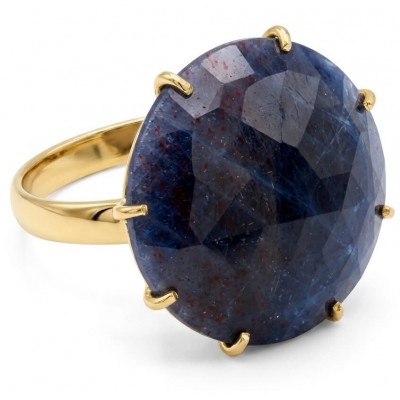 Born to Glam 14.2 carat natural Sapphire 18K Gold over .925 Sterling Silver Perfectly handcrafted Ring s. 8