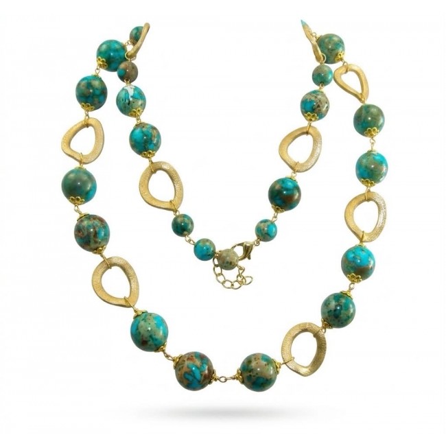 Bohemian Style Sea Sediment Jasper .925 Sterling Silver dipped in 14K Gold handmade necklace