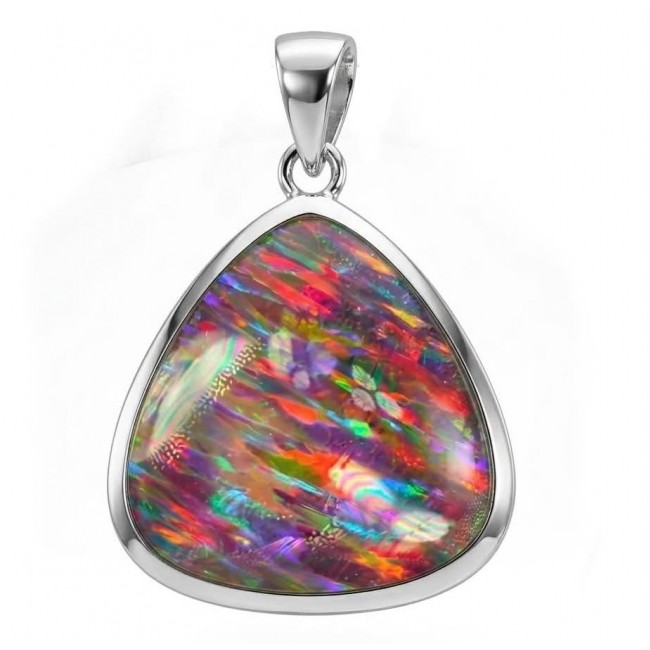 Kaleidopscop 19.5 carat Australian Doublet Opal .925 Sterling Silver handcrafted pendant