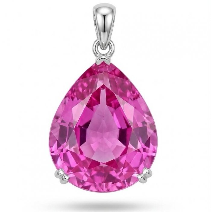 Incredible pear cut 18.8 carat Pink Sapphire .925 Sterling Silver handcrafted pendant - video