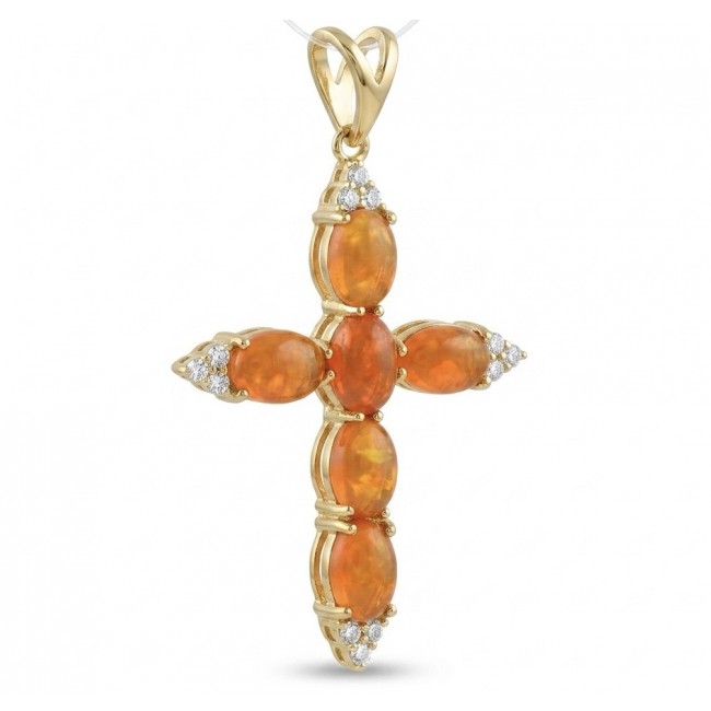 Holy Cross the best quality mexican Golden Opal .925 Sterling Silver dippedin 18K Gold Pendant