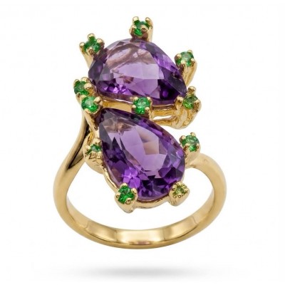 Purple Royalty 8.5 carat Amethyst .925 Sterling Silver dipped in 18K Gold over Handcrafted Ring size 6 1/4