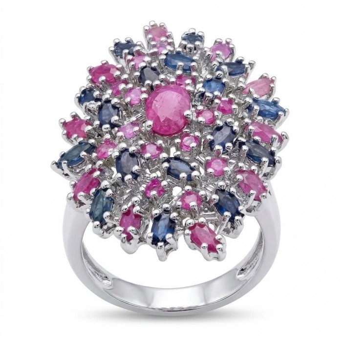 Bella Rosa Genuine 22.8 carat Ruby .925 Sterling Silver dipped in rhodium Statement brilliantly handcrafted Statement Ring size 8