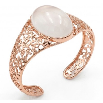 Vintage Beauty Genuine 35.2 carat Brazilian Rose Quartz Rose quartz 22K Rose Gold over .925 Sterling Silver handcrafted Bracelet / Cuff