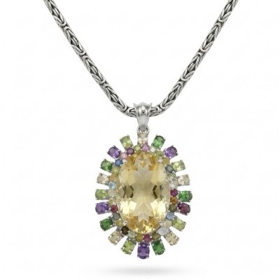 Golden Beauty 48.2 grams authentic Lemon Quartz .925 Sterling Silver handcrafted necklace