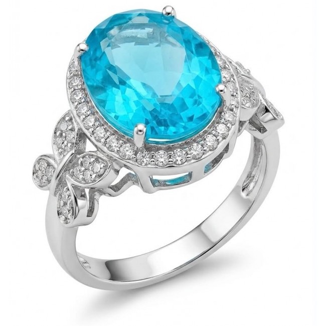 WONDERLAND 14.5 carat Paraiba Tourmaline .925 Sterling Silver Handcrafted Ring size 7 3/4