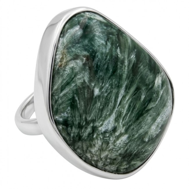 Great quality Seraphinite .925 Sterling Silver handcrafted Ring size 7 adjustable