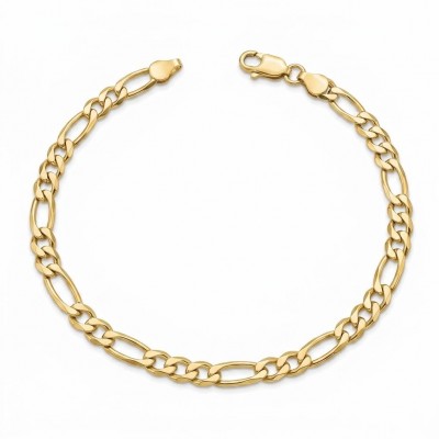 Authentic Figaro design 18K Gold over .925 Sterling Silver handmade Bracelet