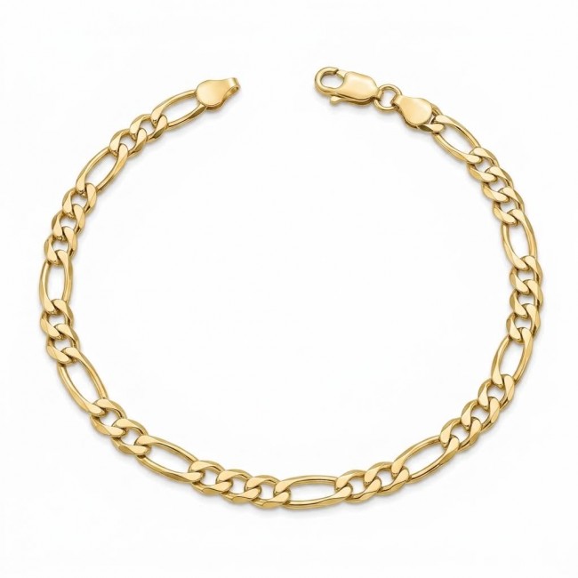 Authentic Figaro design 18K Gold over .925 Sterling Silver handmade Bracelet