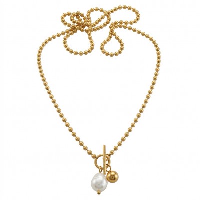 Top quality Natural Mother of pearl 10K Gold over .925 Sterling Silver handcrafted necklace