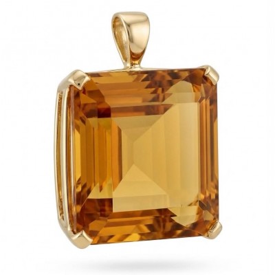 Luxury genuine 33.5 CARAT assher cut Champagne Topaz .925 Sterling Silver dipped in 18K Gold handmade Pendant