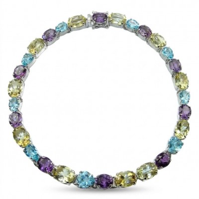 Pastel Royalty - 205.8 carat Natural Multigem .925 Sterling Silver Handcrafted Statement Necklace