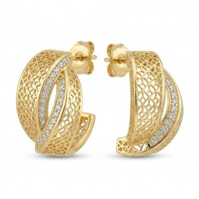 Dubai Style - .925 Sterling Silver dipped in 22K Gold handmade Large Earrings