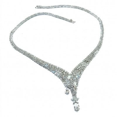Veronica - Precious 35.5 carta White Topaz rhodium over .925 Sterling Silver .925 Sterling Silver Statement Necklace
