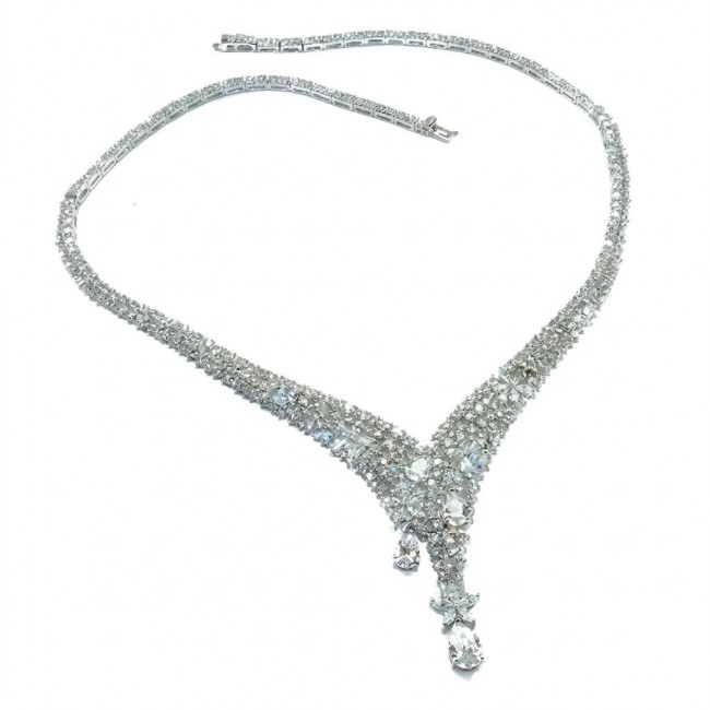 Veronica - Precious 35.5 carta White Topaz rhodium over .925 Sterling Silver .925 Sterling Silver Statement Necklace
