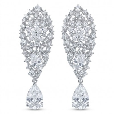 Veronica - Precious 35.5 carta White Topaz rhodium over .925 Sterling Silver .925 Sterling Silver Statement earrings