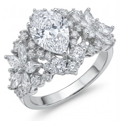 Veronica - Precious 12.5 carta White Topaz rhodium over .925 Silver Statement ring size 6