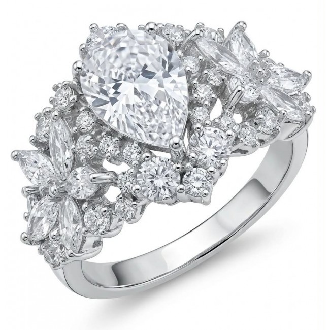 Veronica - Precious 12.5 carta White Topaz rhodium over .925 Silver Statement ring size 6