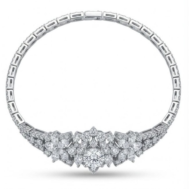 Veronica - Precious 20.7 carta White Topaz rhodium over .925 Sterling Silver .925 Sterling Silver Statement bracelet