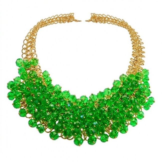 Emma 229.8 carat Green Topaz golden Handcrafted necklace