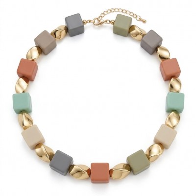 Luxurius Modern Concept - Crystal Cubes golden Handcrafted necklace