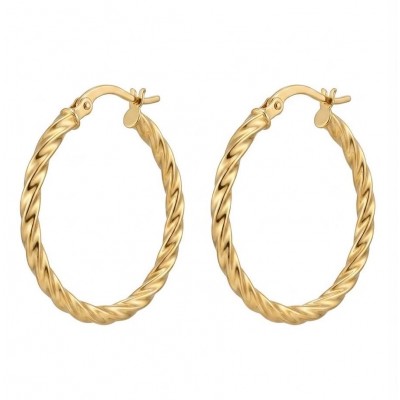 Allure Golden tone handcrafted Stylish midium size Hoop earrings