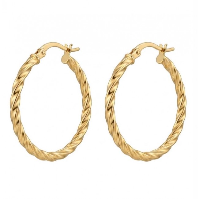 Allure Golden tone handcrafted Stylish midium size Hoop earrings