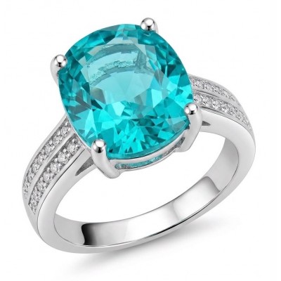 Eau Pure 8.2 carat Paraiba Tourmaline .925 Sterling Silver Handcrafted Ring size 8 adjustable
