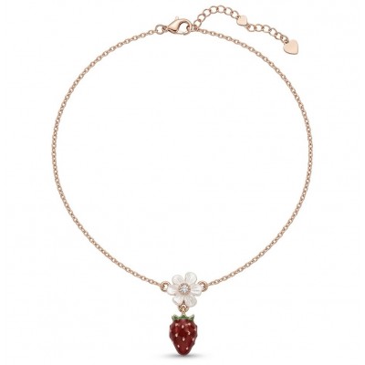 Strawberry - Enamel 14K Rose Gold over .925 Sterling Silver .925 Sterling Silver Necklace