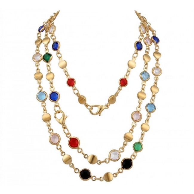 Tutti Frutti 14.5 carat Multigem 14K Gold over .925 Sterling Silver handcrafted Statement necklace