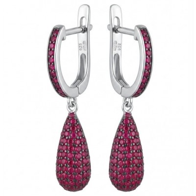 Giovanna Natural 20.2 carat Kasmir Ruby .925 Sterling Silver handcrafted Statement earrings