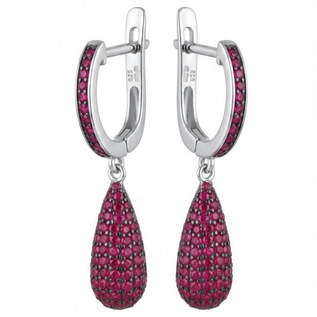 Giovanna Natural 20.2 carat Kasmir Ruby .925 Sterling Silver handcrafted Statement earrings
