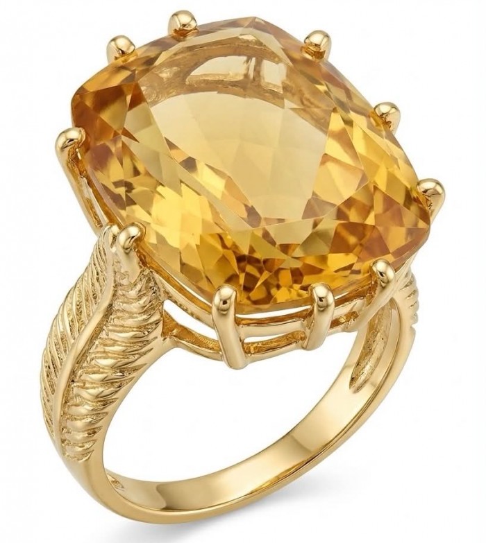 Liliana 28.5 carat Heliodor .925 Sterling Silver dipped in Real 18K Gold Oversized Ring size 9