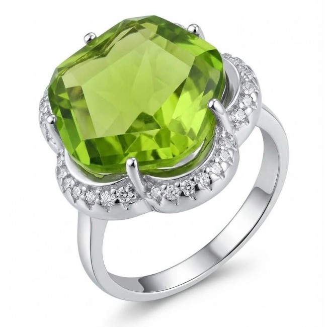 Royalty 9.9 carat authentic Himalayan Peridot .925 Sterling Silver Handcrafted Statement Ring size 7