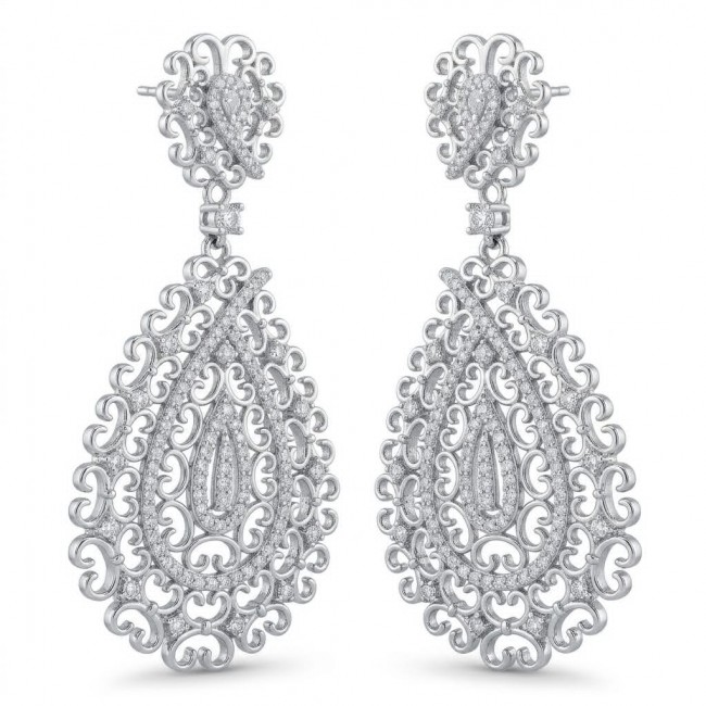 Veronica - Precious 9.5 carat White Topaz rhodium over .925 Sterling Silver .925 Sterling Silver Statement earrings