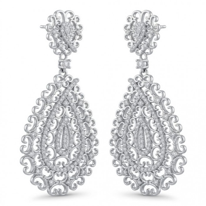 Veronica - Precious 9.5 carat White Topaz rhodium over .925 Sterling Silver .925 Sterling Silver Statement earrings