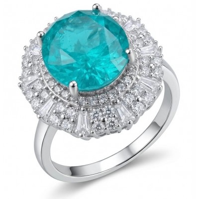 Wonderland 10.5 carat Brazilian Paraiba Tourmaline .925 Sterling Silver Handcrafted Ring size 9