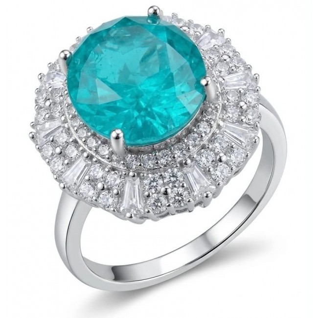 Wonderland 10.5 carat Brazilian Paraiba Tourmaline .925 Sterling Silver Handcrafted Ring size 9