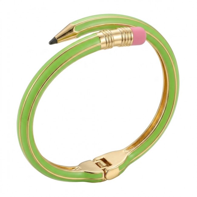 Pencil Enamel Hinge Bangle in Pastel Green Color Fashion Bracelet
