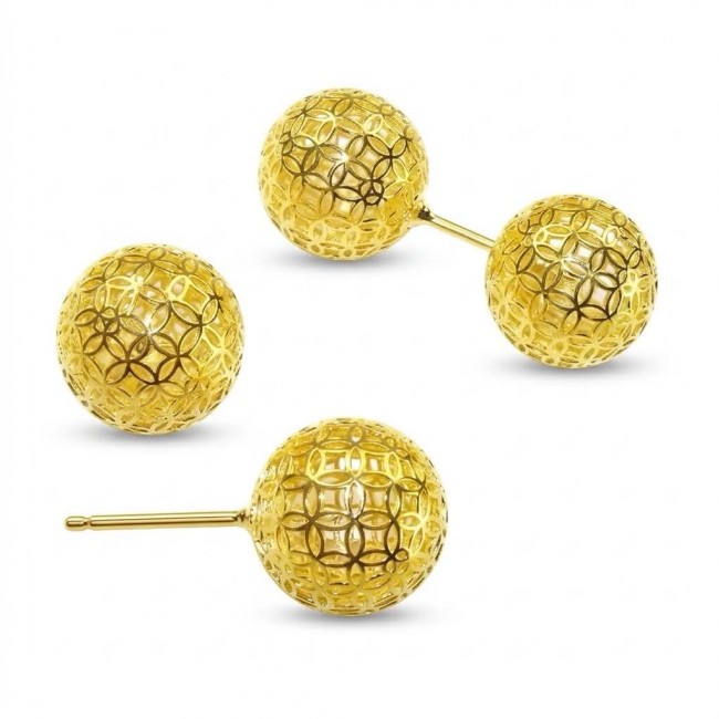 Black Label Collection - Dubai Style - Natural 22K Gold over .925 Sterling Silver handmade earrings