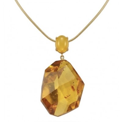 Wonderful Perfection real faceted Elegant Genuine Golden Baltic Amber 22K Gold over .925 Silver handcrafted Necklace