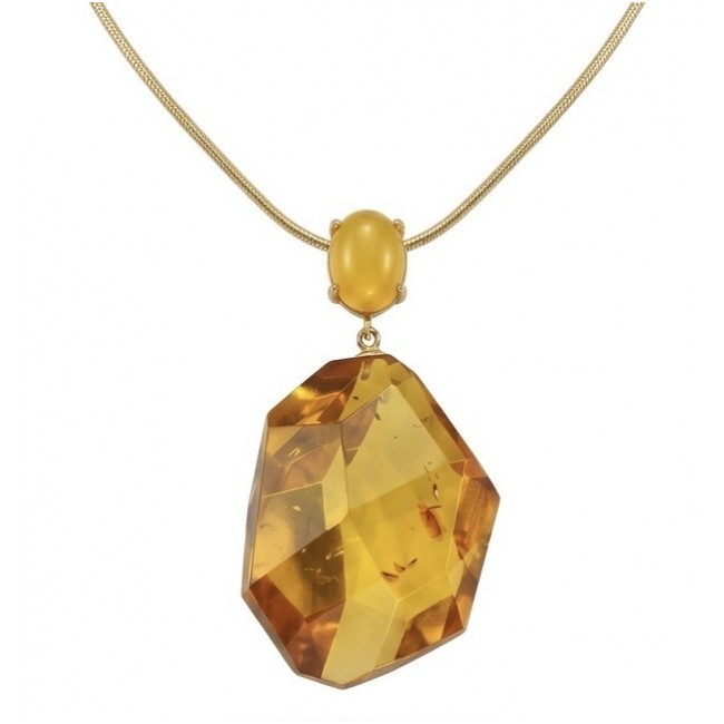 Wonderful Perfection real faceted Elegant Genuine Golden Baltic Amber 22K Gold over .925 Silver handcrafted Necklace
