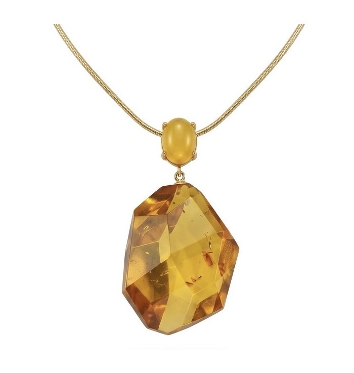 Wonderful Perfection real faceted Elegant Genuine Golden Baltic Amber 22K Gold over .925 Silver handcrafted Necklace - video